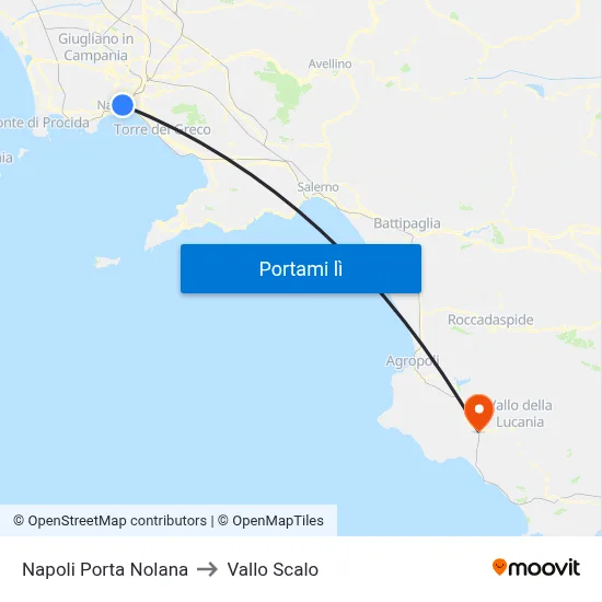 Napoli Porta Nolana to Vallo Scalo map