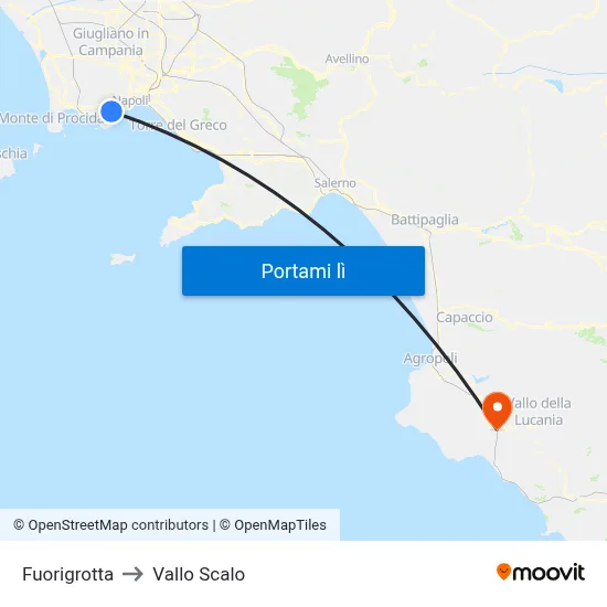 Fuorigrotta to Vallo Scalo map
