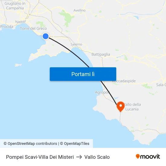 Pompei Scavi-Villa Dei Misteri to Vallo Scalo map