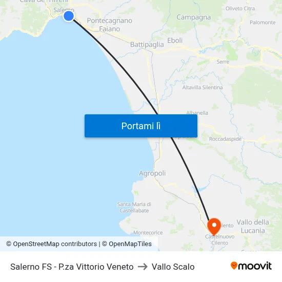 Salerno FS - P.za Vittorio Veneto to Vallo Scalo map