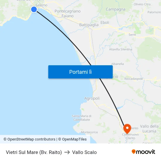 Vietri Sul Mare (Bv. Raito) to Vallo Scalo map