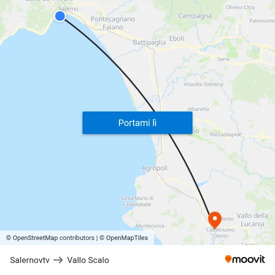 Salernovtv to Vallo Scalo map