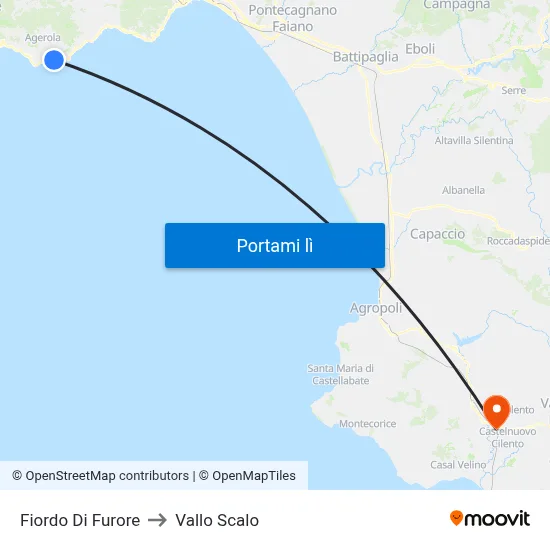 Fiordo Di Furore to Vallo Scalo map