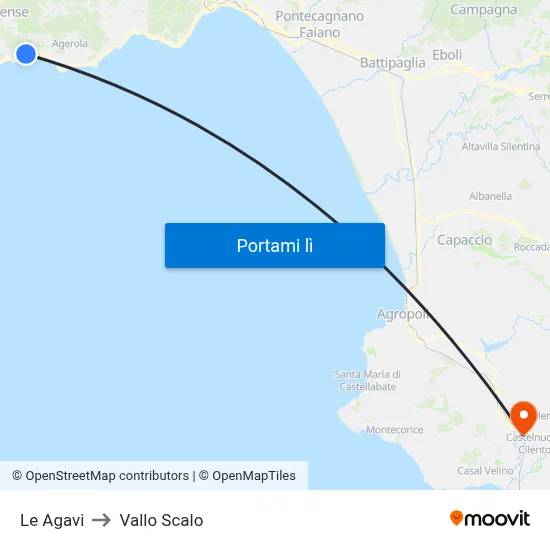 Le Agavi to Vallo Scalo map