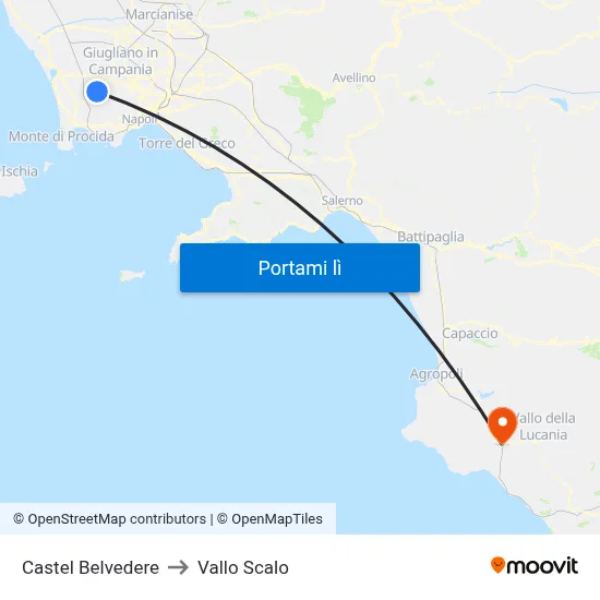 Castel Belvedere to Vallo Scalo map