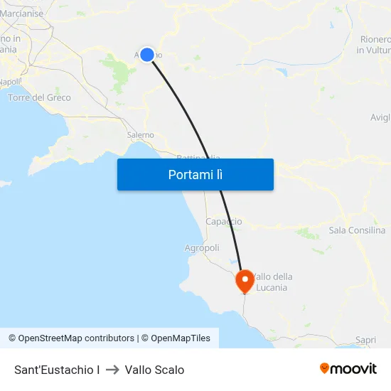 Sant'Eustachio I to Vallo Scalo map