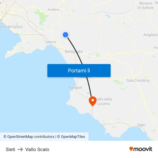 Sieti to Vallo Scalo map