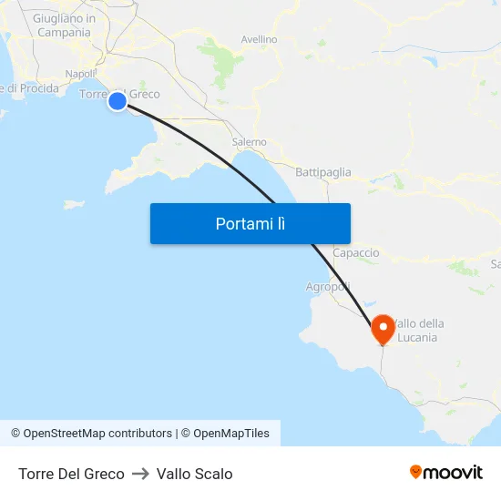 Torre Del Greco to Vallo Scalo map