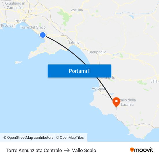 Torre Annunziata Centrale to Vallo Scalo map