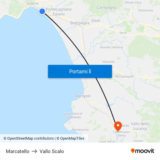 Marcatello to Vallo Scalo map