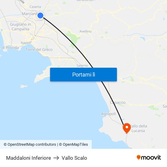 Maddaloni Inferiore to Vallo Scalo map