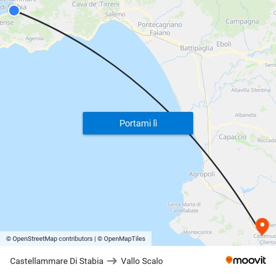 Castellammare Di Stabia to Vallo Scalo map