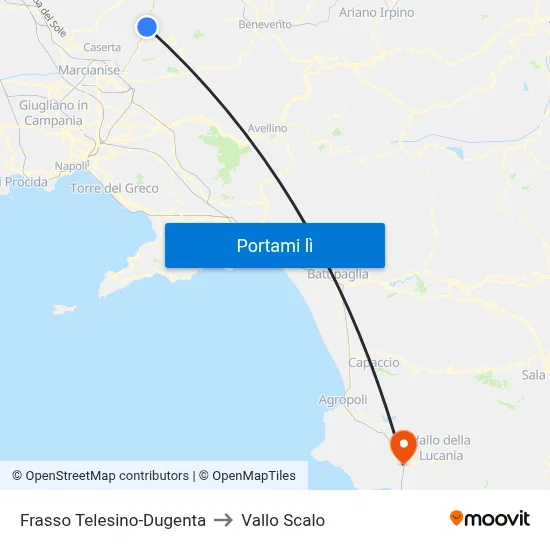 Frasso Telesino-Dugenta to Vallo Scalo map