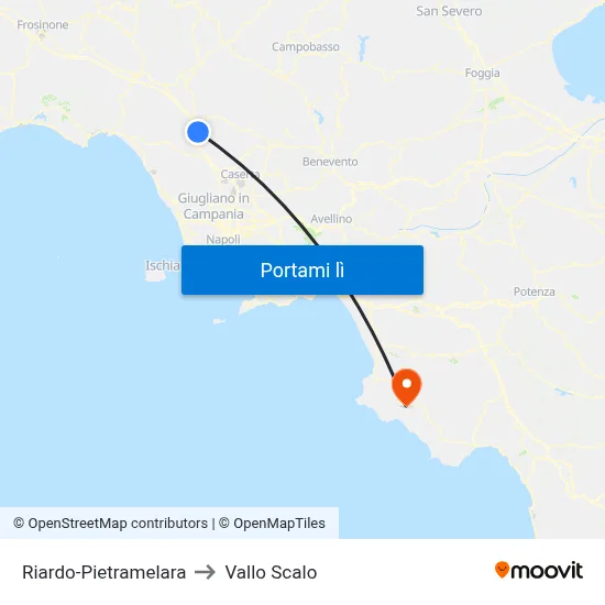 Riardo-Pietramelara to Vallo Scalo map