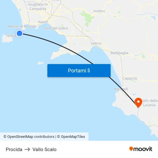 Procida to Vallo Scalo map