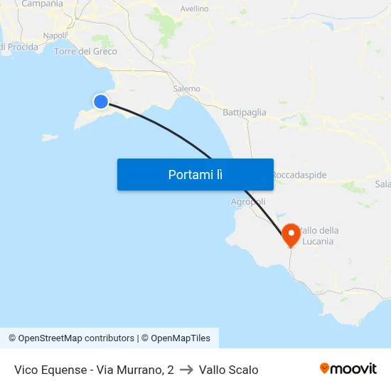Vico Equense - Via Murrano, 2 to Vallo Scalo map