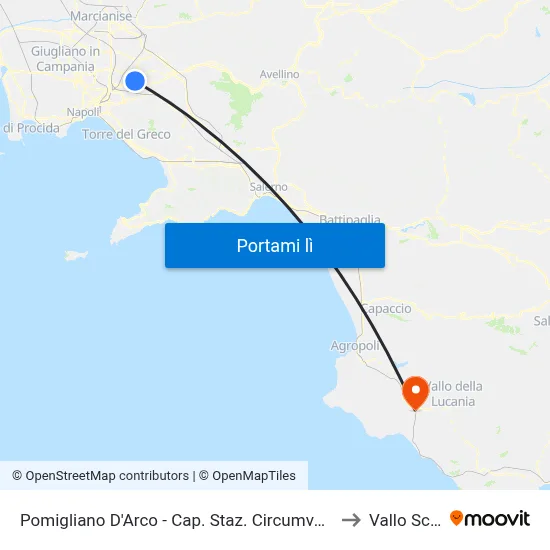 Pomigliano D'Arco - Cap. Staz. Circumvesuviana to Vallo Scalo map