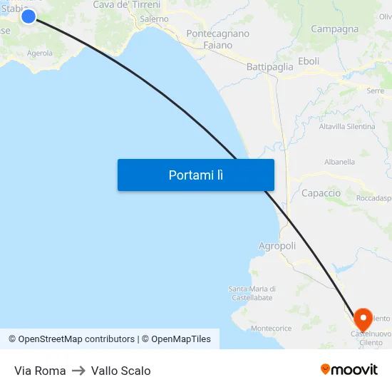 Via Roma to Vallo Scalo map