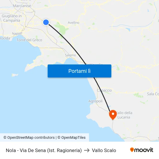 Nola - Via De Sena (Ist. Ragioneria) to Vallo Scalo map