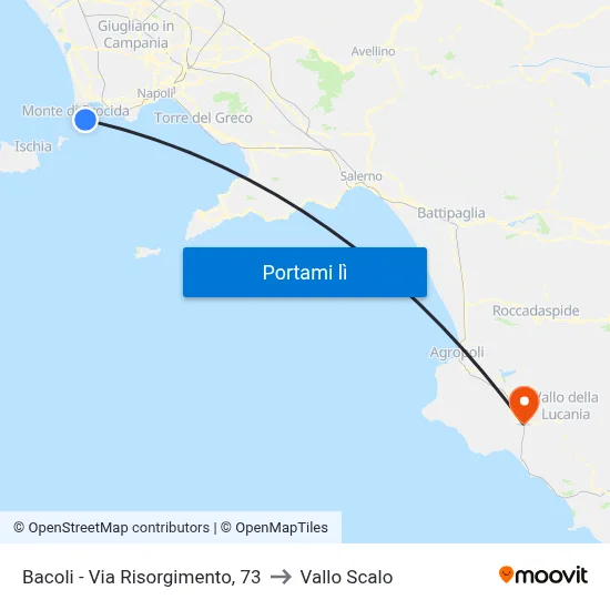 Bacoli - Via Risorgimento, 73 to Vallo Scalo map