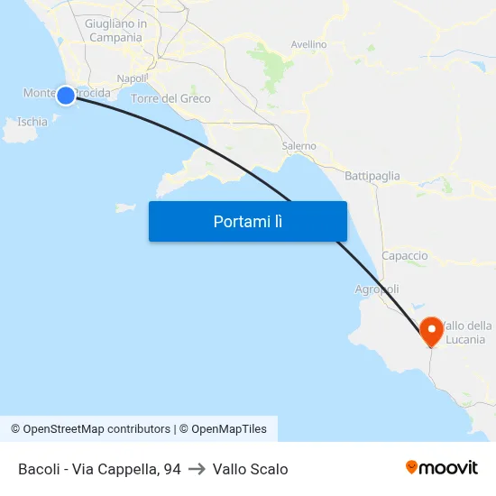 Bacoli - Via Cappella, 94 to Vallo Scalo map