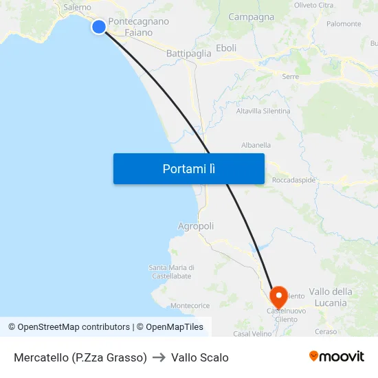 Mercatello (P.Zza Grasso) to Vallo Scalo map