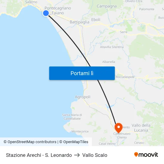 Stazione Arechi - S. Leonardo to Vallo Scalo map