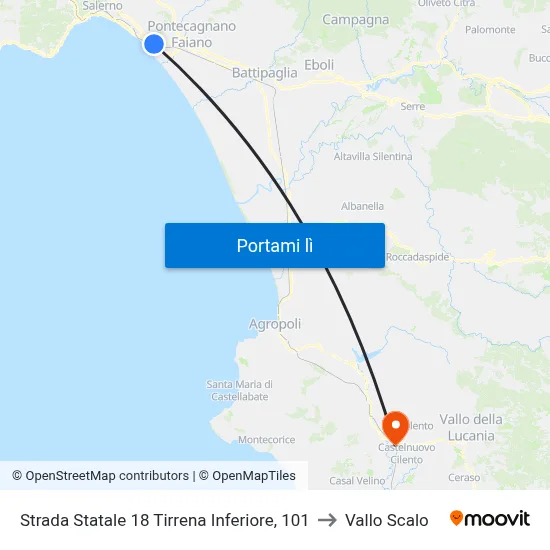 Strada Statale 18 Tirrena Inferiore, 101 to Vallo Scalo map