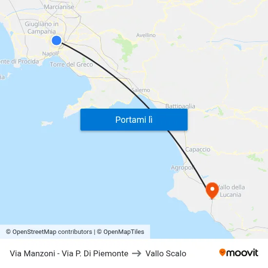 Via Manzoni - Via P. Di Piemonte to Vallo Scalo map