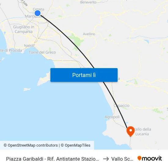 Piazza Garibaldi - Rif. Antistante Stazione FS to Vallo Scalo map