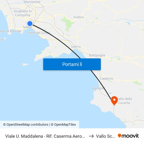 Viale U. Maddalena - Rif. Caserma Aeronautica to Vallo Scalo map