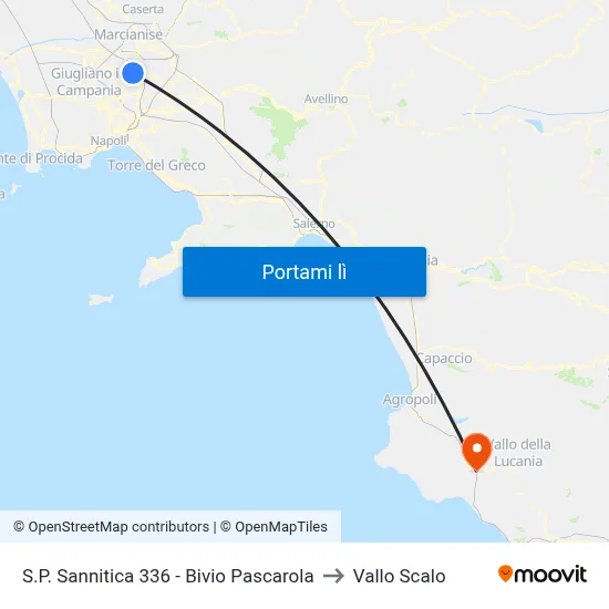 S.P. Sannitica 336 - Bivio Pascarola to Vallo Scalo map