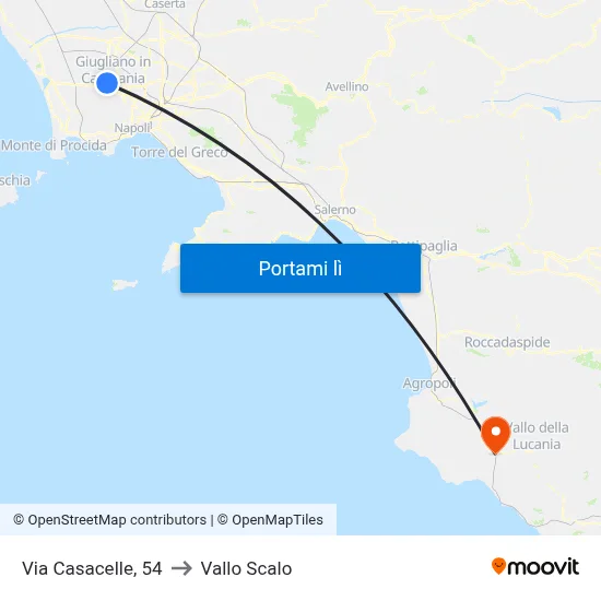 Via Casacelle, 54 to Vallo Scalo map