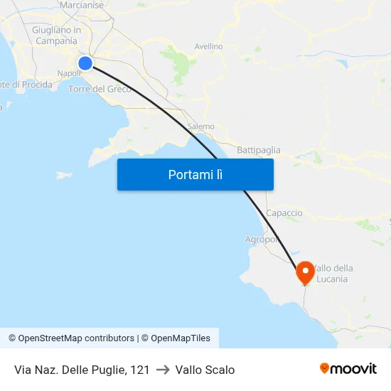 Via Naz. Delle Puglie, 121 to Vallo Scalo map