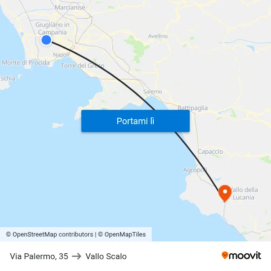 Via Palermo, 35 to Vallo Scalo map