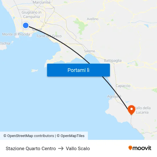 Stazione Quarto Centro to Vallo Scalo map