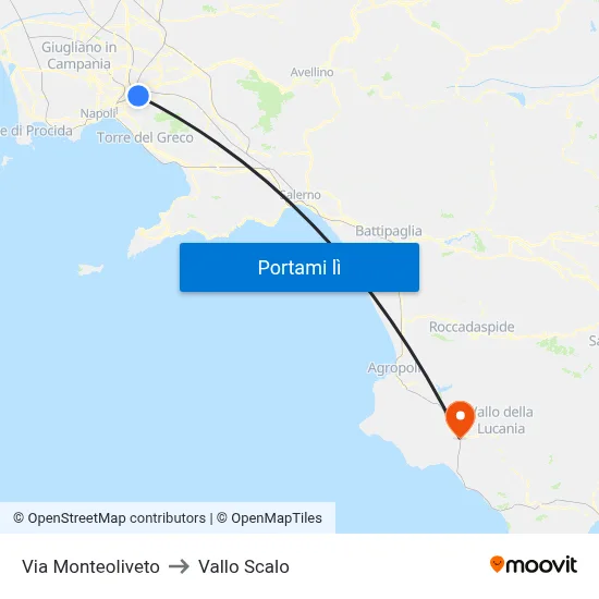 Via Monteoliveto to Vallo Scalo map