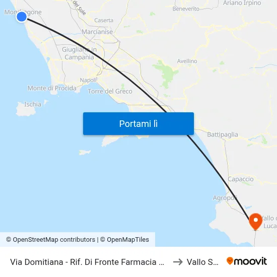 Via Domitiana - Rif. Di Fronte Farmacia Comunale to Vallo Scalo map