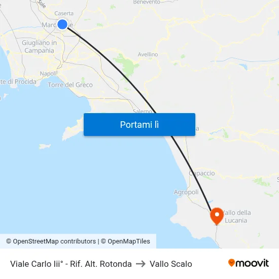Viale Carlo Iii° - Rif. Alt. Rotonda to Vallo Scalo map