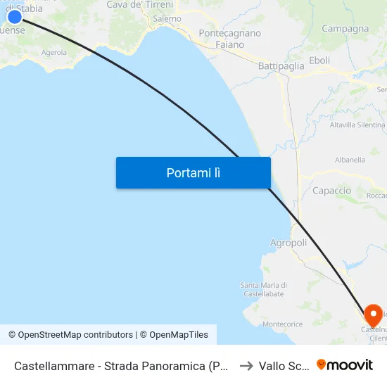 Castellammare - Strada Panoramica (Pozzano) to Vallo Scalo map