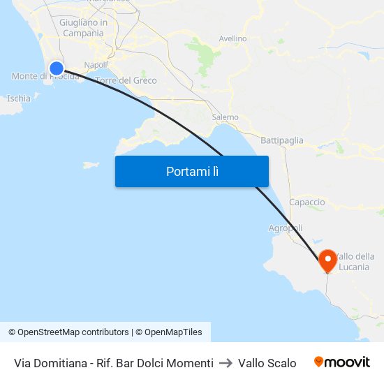 Via Domitiana - Rif. Bar Dolci Momenti to Vallo Scalo map