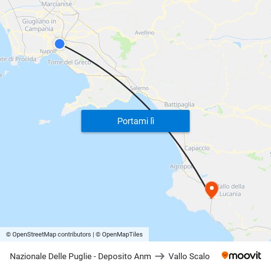 Nazionale Delle Puglie - Deposito Anm to Vallo Scalo map