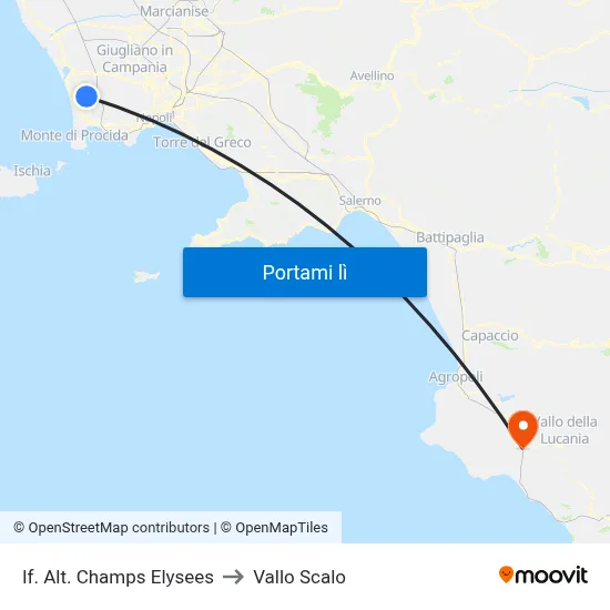 If. Alt. Champs Elysees to Vallo Scalo map