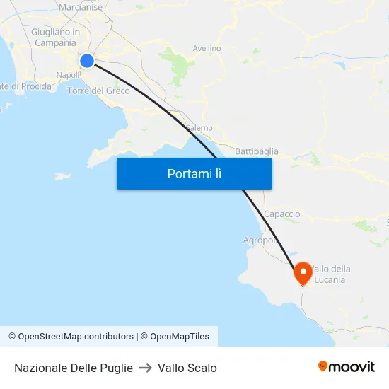 Nazionale Delle Puglie to Vallo Scalo map