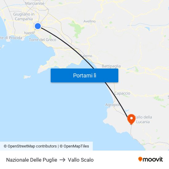 Nazionale Delle Puglie to Vallo Scalo map