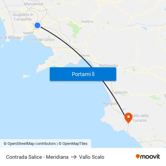 Contrada Salice - Meridiana to Vallo Scalo map