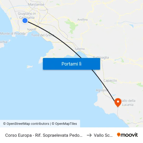 Corso Europa - Rif. Sopraelevata Pedonale to Vallo Scalo map