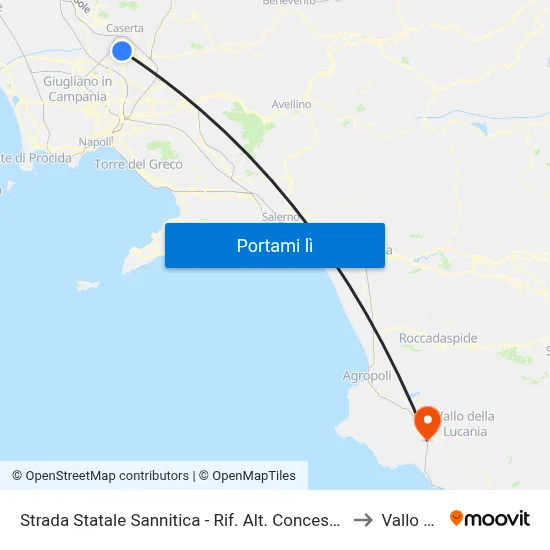 Strada Statale Sannitica - Rif. Alt. Concessionaria Mitsubisci to Vallo Scalo map