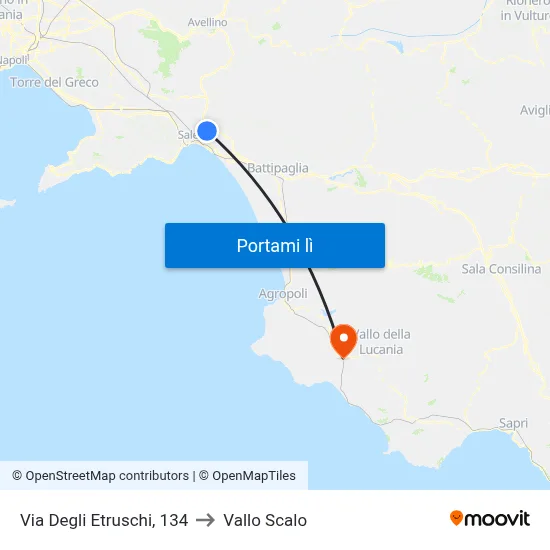 Via Degli Etruschi, 134 to Vallo Scalo map