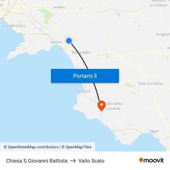 Chiesa S.Giovanni Battista to Vallo Scalo map